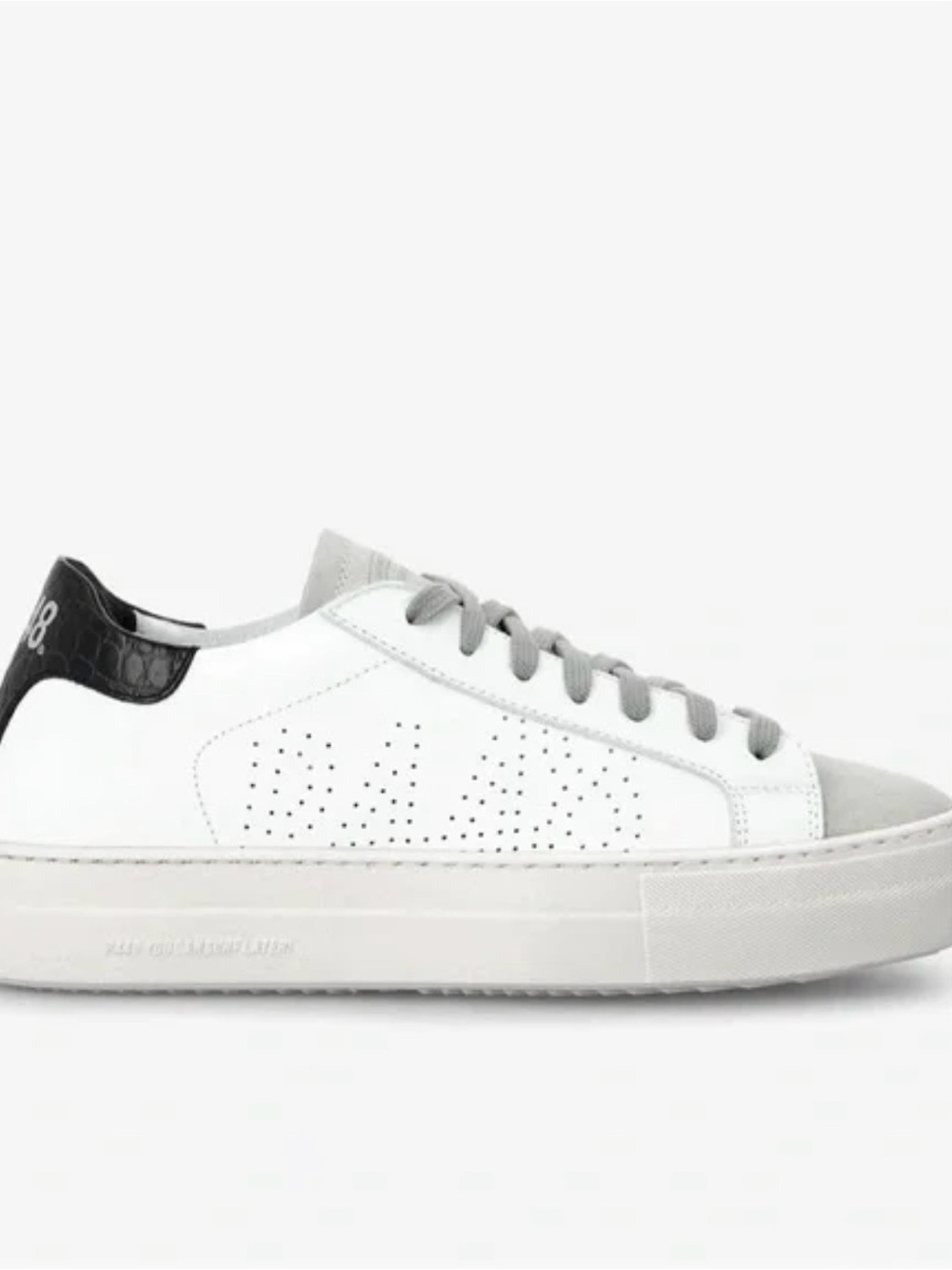 P448 White Leather Low-Top Sneakers with Black Heel Patch